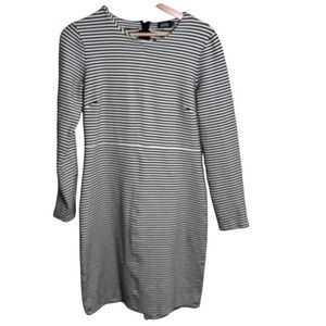Kate Spade Saturday Black White Stripe Long Sleeve Shift Dress Women's 6